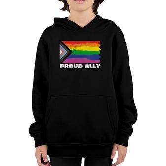 Womens Proud Ally Pride Month Lgtbq Black Pride Flag Youth Hoodie | Mazezy
