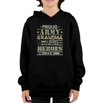 Womens Proud Army Grandma I Raised My Heroes Camo Army Grandmother Youth Hoodie | Mazezy