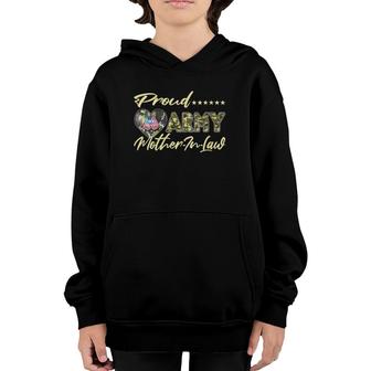 Womens Proud Army Mother-In-Law Us Flag Dog Tag Military Mom Family Youth Hoodie | Mazezy UK