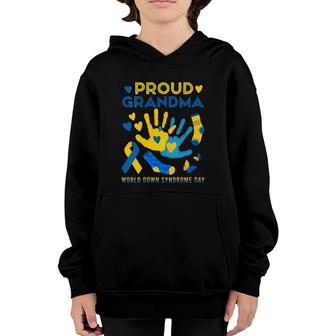 Womens Proud Grandma T21 World Down Syndrome Awareness Day Ribbon Youth Hoodie | Mazezy AU