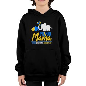 Womens Proud Mama Mom Down Syndrome Awareness Day Cute Elephant T21 V-Neck Youth Hoodie | Mazezy