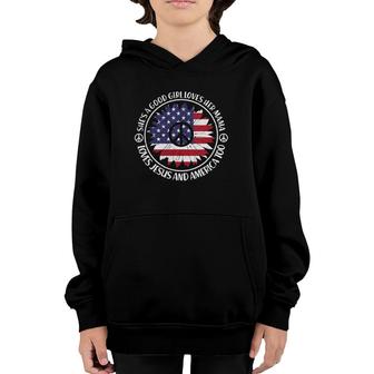 Womens She's A Good Girl Loves Her Mama Loves Jesus And America Too V-Neck Youth Hoodie | Mazezy