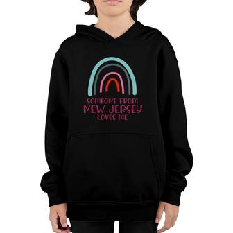 Womens Someone From New Jersey Loves Me Rainbow V-Neck Youth Hoodie | Mazezy