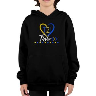 Womens T21 Tribe 21 World Down Syndrome Awareness Day Heart V-Neck Youth Hoodie | Mazezy
