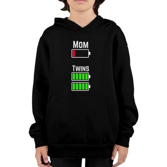 Womens Tired Twin Mom Low Battery Charge Youth Hoodie | Mazezy