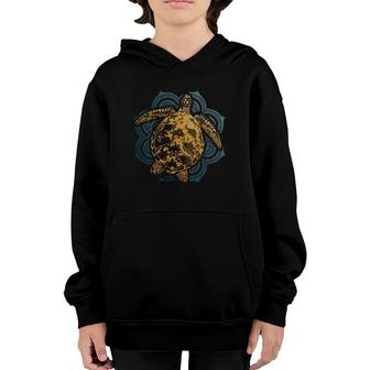 Womens Turtle Love Animal Reptile Nature Mandala Gift V-Neck Youth Hoodie | Mazezy
