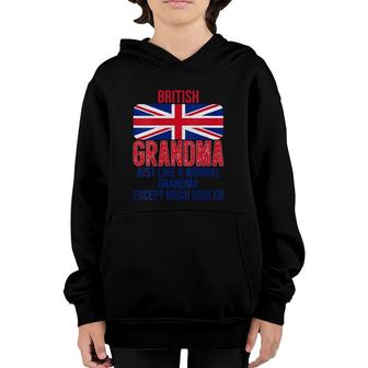 Womens Vintage British Grandma United Kingdom Flag For Mother's Day V-Neck Youth Hoodie | Mazezy