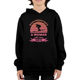 Womens Woman With Some Skis Funny Gifts Wife Mom Youth Hoodie | Mazezy