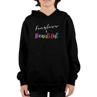 Womens Women's Cute Casual Graphic Tee Fearless And Beautiful Youth Hoodie | Mazezy
