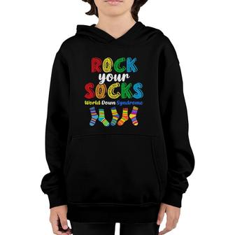 World Down Syndrome Rock Your Socks Awareness Ds Month Youth Hoodie | Mazezy