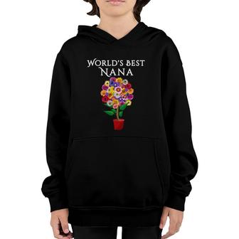 World's Best Nana Flower Tree Gift For Grandmother Nana Youth Hoodie | Mazezy