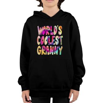 World's Coolest Granny - Cool Tie Dye Grandma Youth Hoodie | Mazezy