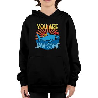 You Are Jawsome Awesome Cute Shark Valentines Retro Vintage Youth Hoodie | Mazezy