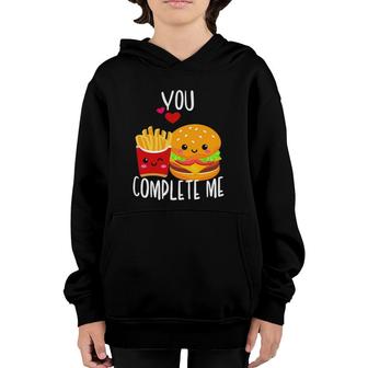 You Complete Me Cute Kawaii Burger & Fries Valentine Couple Youth Hoodie | Mazezy
