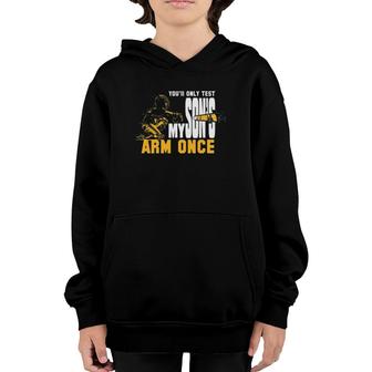 You Will Only Test My Son's Arm Once Baseball Tee Youth Hoodie | Mazezy