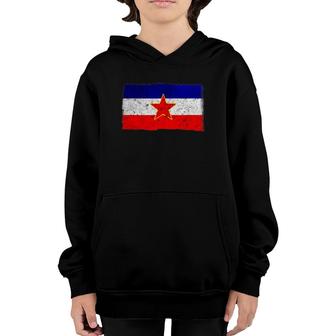 Yugoslavian Flag Jugoslavija Distressed Youth Hoodie | Mazezy