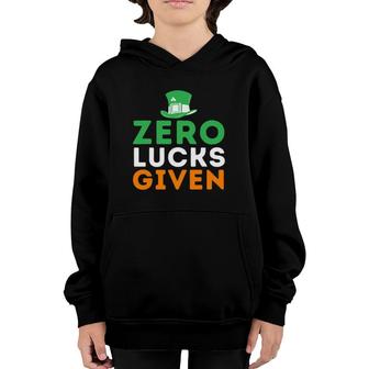 Zero Lucks Given - Funny Irish St Patrick's Day Youth Hoodie | Mazezy
