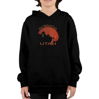 Zion Us National Park Utah Travel Camping Hiking Vintage Youth Hoodie | Mazezy