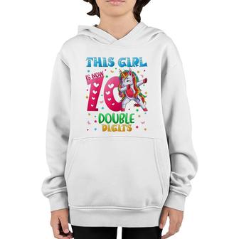 10 Year Old Birthday Gifts This Girl Is Now 10 Double Digits Youth Hoodie - Seseable