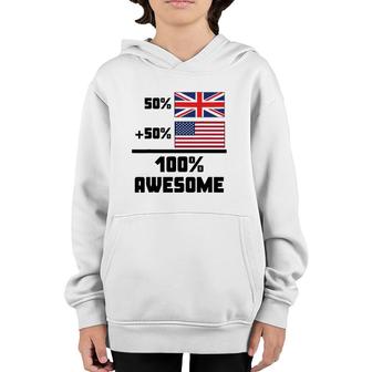 50 British 50 American 100 Awesome United Kingdom Flag Youth Hoodie | Mazezy