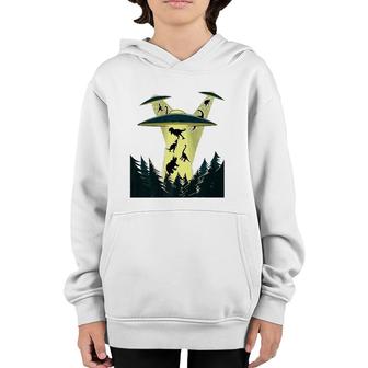 Alien Abduction Dinosaurs Funny Vintage Ufo Alien Spaceship Youth Hoodie | Mazezy