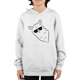 Alpaca Lover Llama With Sunglasses Cute Llama Alpaca Youth Hoodie | Mazezy