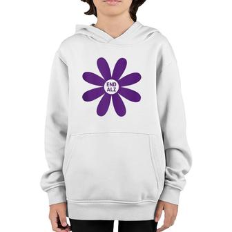 Alzheimer's Awareness Products Purple Flower Endalz End Alz Youth Hoodie | Mazezy