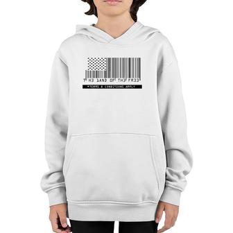 American Flag - The Land Of The Free - Barcode Youth Hoodie | Mazezy
