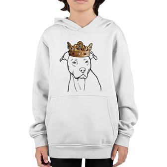American Pit Bull Terrier Dog Wearing Crown Youth Hoodie | Mazezy