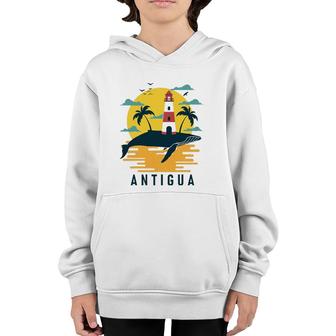 Antigua Palm Tree Lighthouse Sunset Souvenir Tourist Youth Hoodie | Mazezy