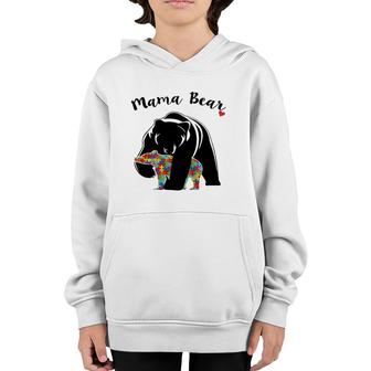 Autism Awareness Mama Bear Support Love Youth Hoodie | Mazezy
