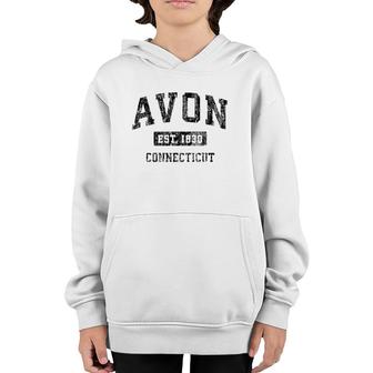 Avon Connecticut Ct Vintage Sports Design Black Design Youth Hoodie | Mazezy