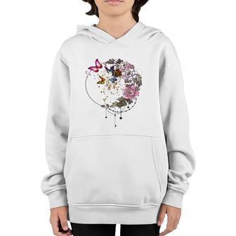 Beautiful Butterfly With Flower Youth Hoodie | Mazezy