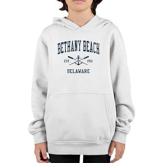 Bethany Beach De Vintage Navy Crossed Oars & Boat Anchor Youth Hoodie | Mazezy