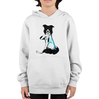 Border Collie Tattoos I Love Mom Sitting Gift Mother's Day Youth Hoodie | Mazezy