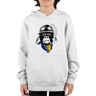 Bosnian And Herzegovinian Flag Biker Bosnia Herzegovina Pullover Youth Hoodie | Mazezy