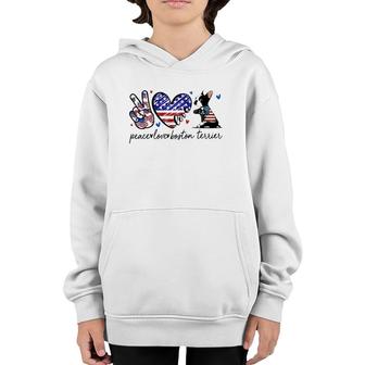 Boston Terrier Dog Lover Usa Flag 4Th Of July Youth Hoodie | Mazezy