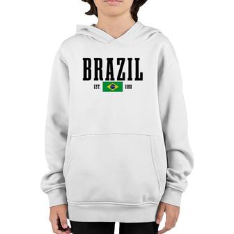 Brazil Est 1500 Brasil Brasilian Brazilian Flag Pride Pullover Youth Hoodie | Mazezy