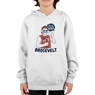 Brosevelt Teddy Roosevelt Bro With A Beer 4Th Of July Tank Top Youth Hoodie | Mazezy
