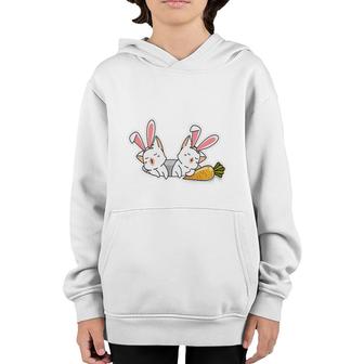 Bunny Cat Sleeping With Carrots Happy Easter Day Youth Hoodie - Seseable