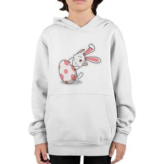 Bunny Cat With Dots Egg Easter Day Cute Cat Gift Youth Hoodie - Seseable