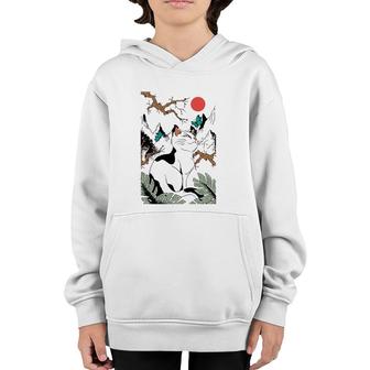 Cat Japanese Art Work Aesthetic Cool Animal Lover Gifts Youth Hoodie | Mazezy