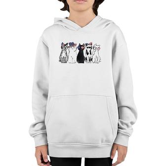 Cat Lover July 4Th Fourth Of July Funny Cats American Flag Youth Hoodie | Mazezy