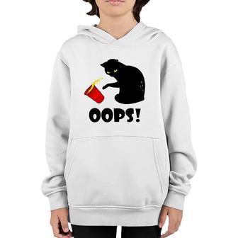 Cat Oops Funny Black Cat Knocking Over A Glass Youth Hoodie | Mazezy