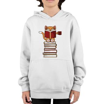 Cats And Reading Books Literature Youth Hoodie | Mazezy