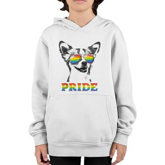 Chihuahua Gay Pride Lgbt Rainbow Flag Sunglasses Funny Lgbtq Youth Hoodie | Mazezy