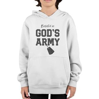Christian Gift Religious Quote Enlisted In God's Army Youth Hoodie | Mazezy