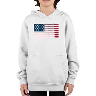 Cool American Flag Rowing Oar Funny Paddle Lover Rowers Youth Hoodie | Mazezy