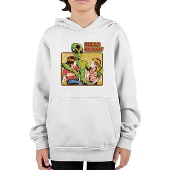 Cool Retro Alien Et Hello Humans Outer Space Galaxy Fans Youth Hoodie | Mazezy