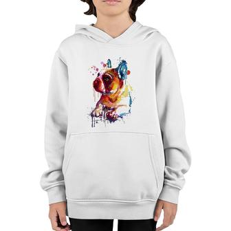Cute French Bulldog, Watercolor Dog Breed Design Youth Hoodie | Mazezy